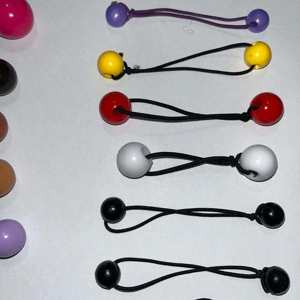 Twin Bead Ball Hair Knocker‎ Lot of 12 Ponytail Holders Elastics Colorful